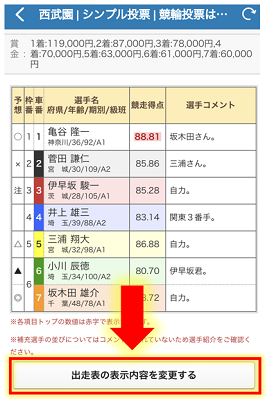 出走表示変更1